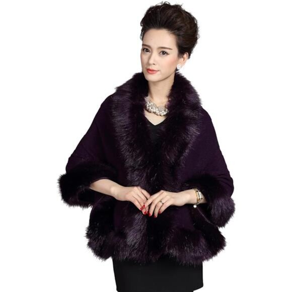 Bridal Faux Fur Shawl White Fur Coat Women Faux Fur Wrap for Evening